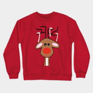 RED Nose Christmas Reindeer - Cute Reindeer Art Crewneck Sweatshirt